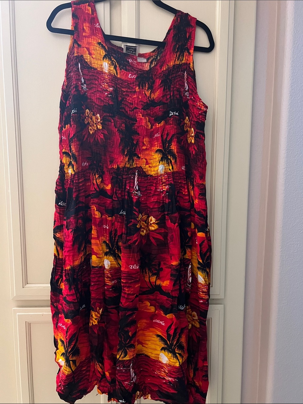 Tropical Red Sleeveless Maxi Dress with Sunset Print